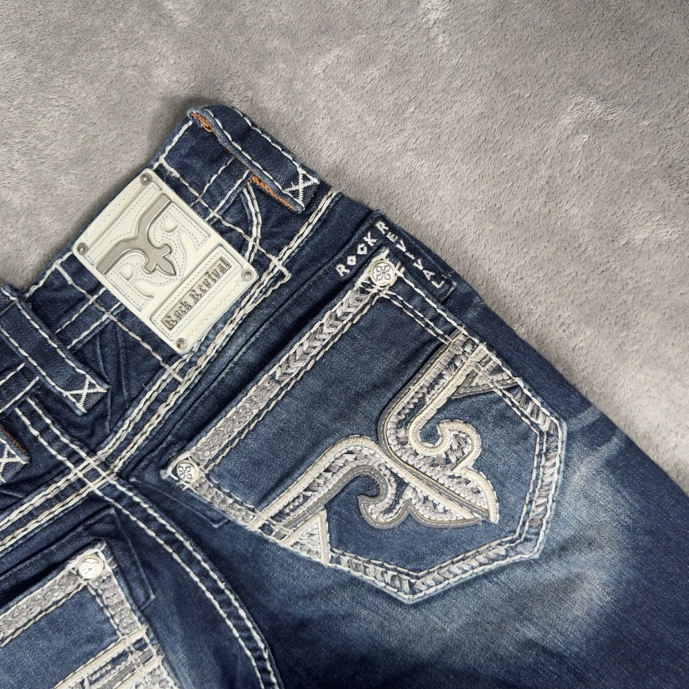 Rock Revival Jeans Mens 30 (Fits 31x29) Robin Straight Dark - Picture 8 of 16